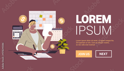 african american businesswoman calculating invoice on accounting bookkeeper clerk woman advisor auditor