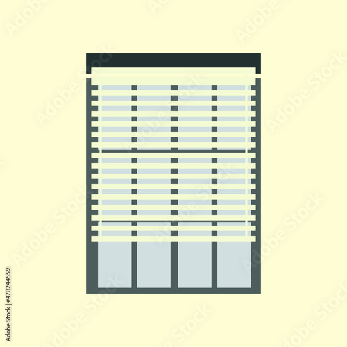 Window With Curtain Blinds Cartoon Flat Vector Illustration