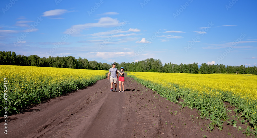 Couple walking in the countryside