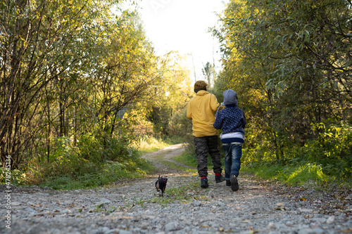 Children walking in the countryside 