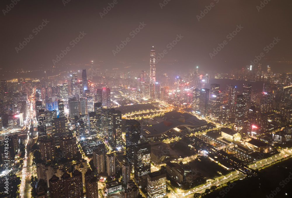 custom made wallpaper toronto digitalAerial view of Skyline in Shenzhen city CBD sunset in China