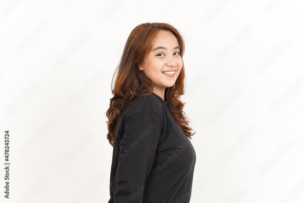 Smiling and Look At The Camera Of Beautiful Asian Woman Wearing Black Shirt Isolated On White Smiling and Look At The Camera Of Beautiful Asian Woman Wearing Black Shirt Isolated On White