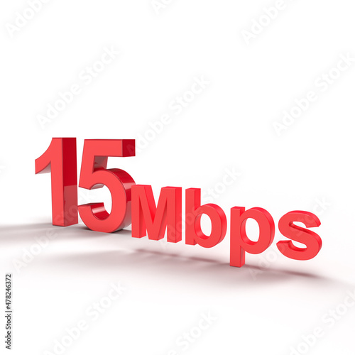 15 Mbps 3d rendering, 15 megabytes per second high-quality 3d illustration. 3d graphic design for internet speed concept. photo
