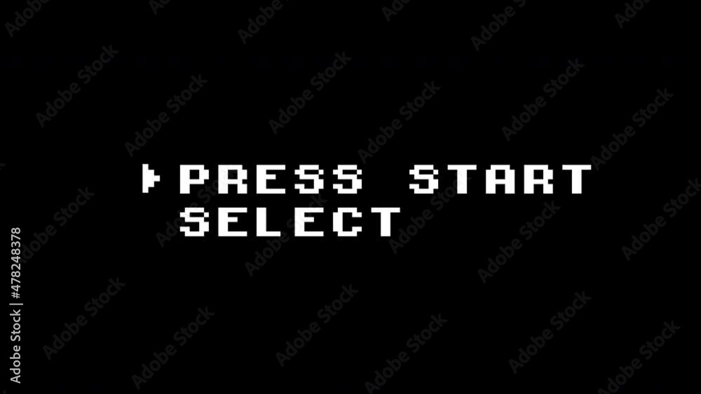 pixel press start animation concept.4K Video Animation. pixel press start animation concept.4K Video Animation.