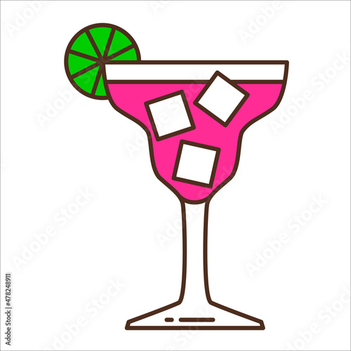 Vector icon of cocktail glass. Vector illustration.