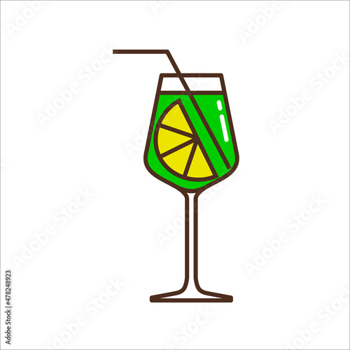 Vector icon of cocktail glass. Vector illustration.