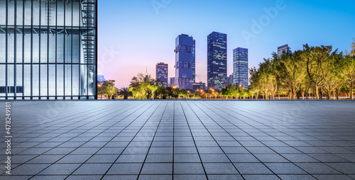Wallpaper Mural Panoramic skyline and modern commercial office buildings with empty floor in Shenzhen, China. Torontodigital.ca