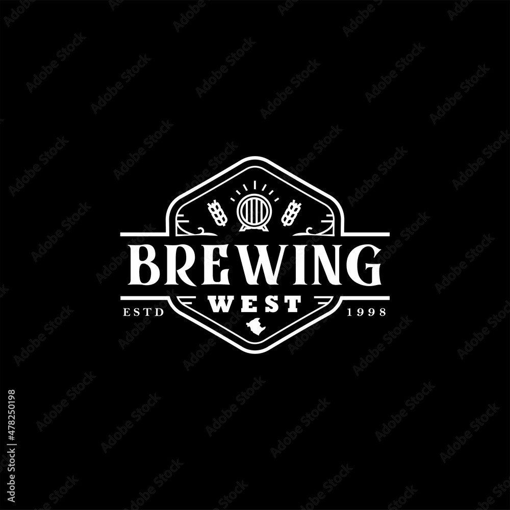 Classic Retro Vintage Label Badge logo design brewing brewery for restaurant