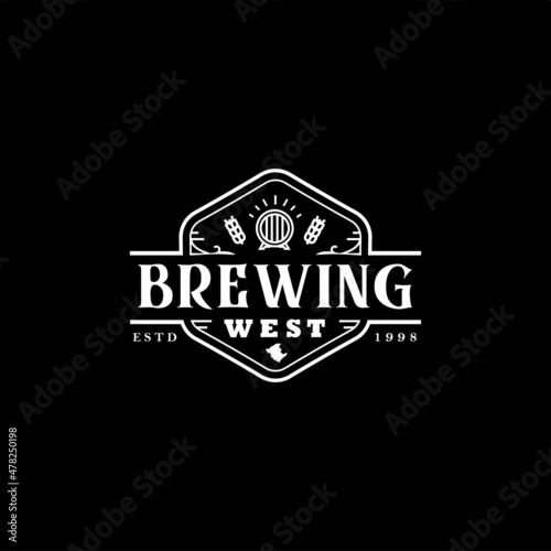 Classic Retro Vintage Label Badge logo design brewing brewery for restaurant