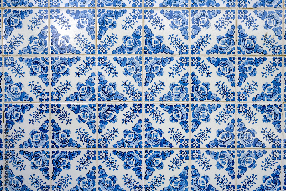 Background from a typical blue portuguese tiled wall Background from a typical blue portuguese tiled wall