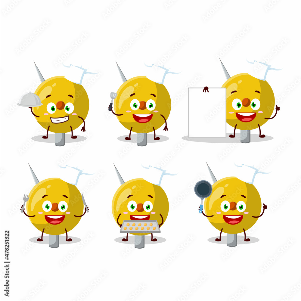 Cartoon character of term stationery with various chef emoticons Cartoon character of term stationery with various chef emoticons