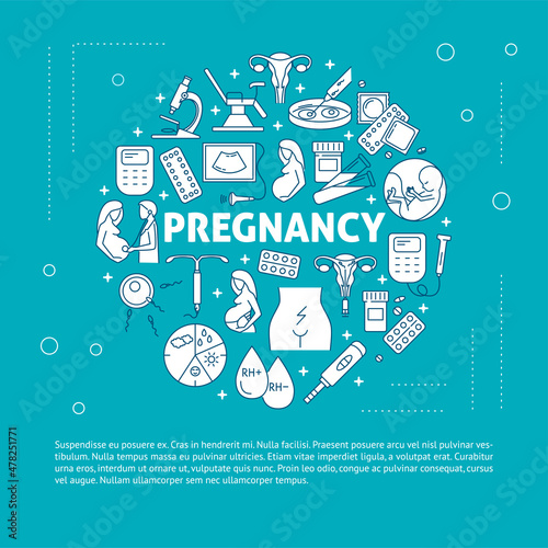 Pregnancy round banner template with text