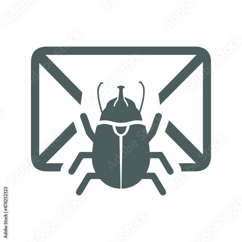 Email, letter, mail, message, bug icon. Gray vector graphics.
