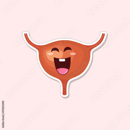 Cute Bladder character funny human body organs sticker vector illustration
