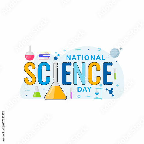 National science day banner greeting celebration vector graphic