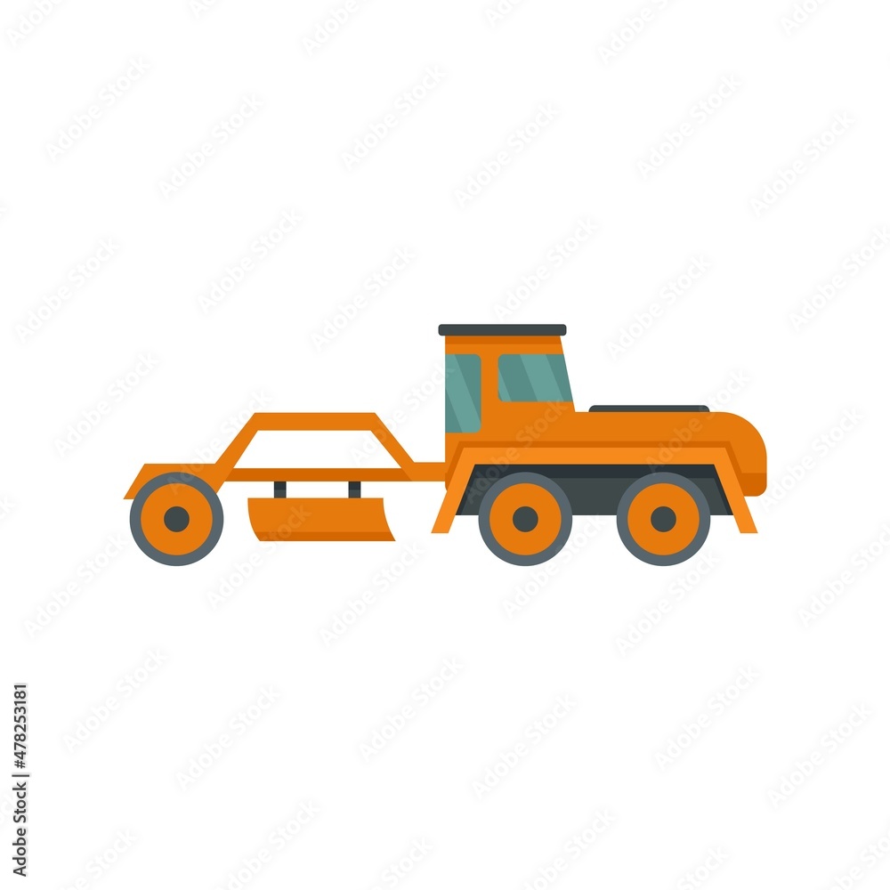 Grader machine tractor icon flat isolated vector