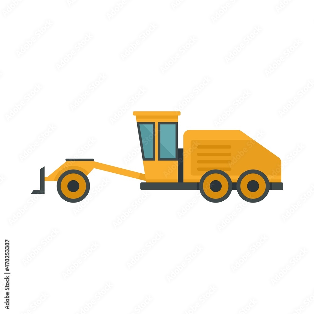 Grader machine machinery icon flat isolated vector Grader machine machinery icon flat isolated vector