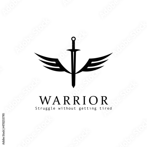Sword logo design vector template, with bird's wings. logo design