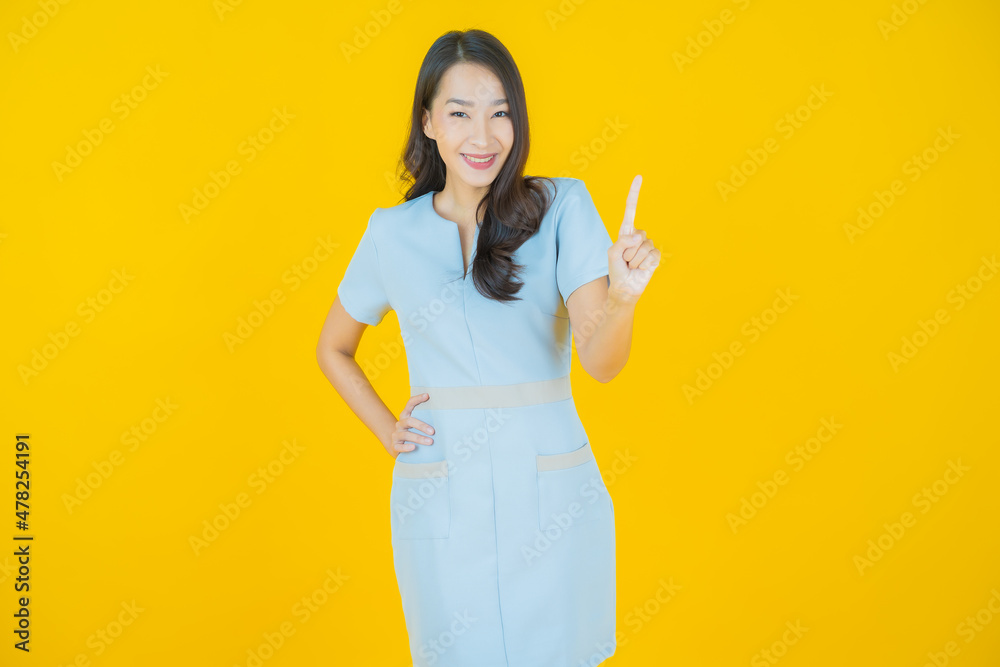 Portrait beautiful young asian woman smile with action Portrait beautiful young asian woman smile with action