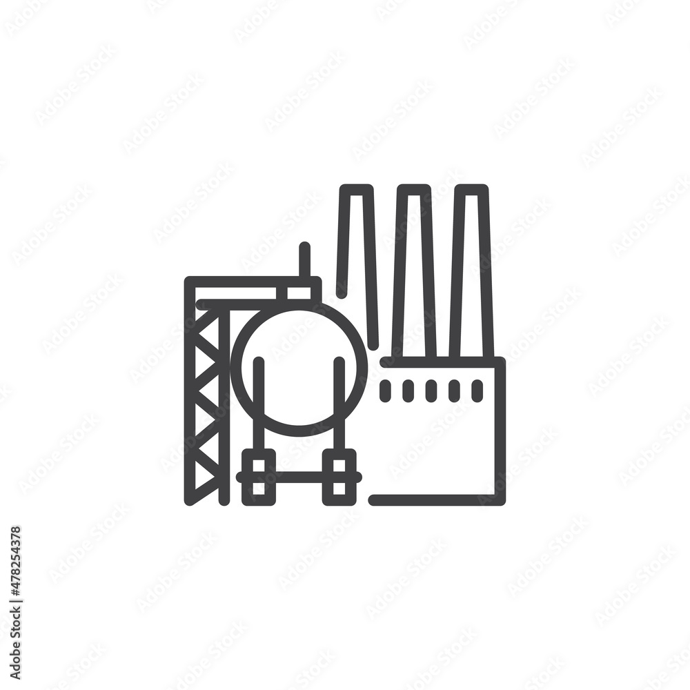 Factory silos line icon