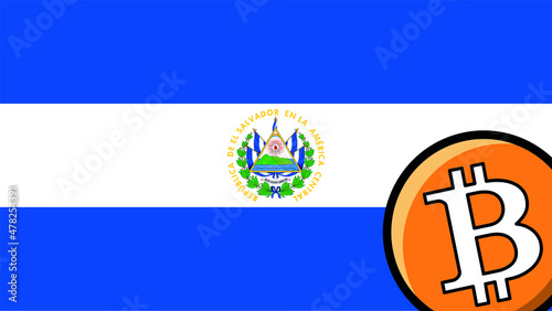 el Salvador flag, bitcoin icon, new era country, digital asset