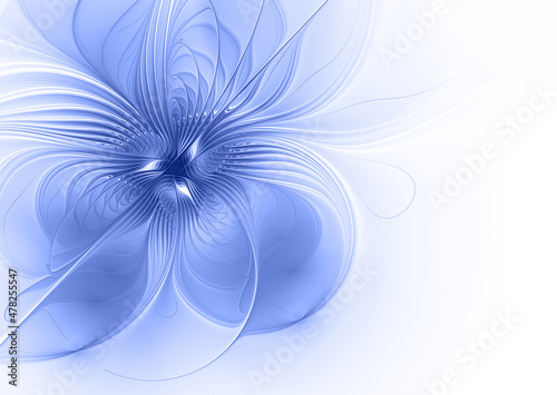 Blue fractal flower on white background
