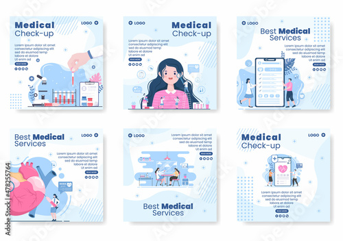 Medical Check up Post Template Health care Flat Design Illustration Editable of Square Background for Social Media, Greeting Card or Web