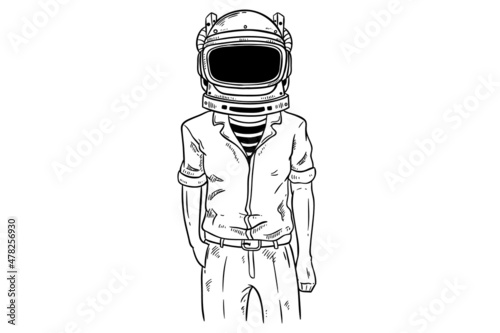 stylish astronaut or fashionable with helmet