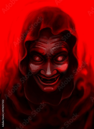 Death ghost illustration red background