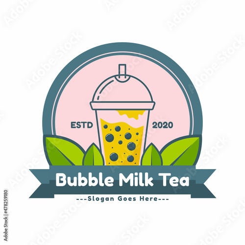 Bubble Tea logo inspiration. Boba Drink Concept