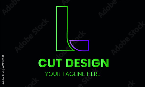 Alphabet l cut shape abstract monogram vector logo template