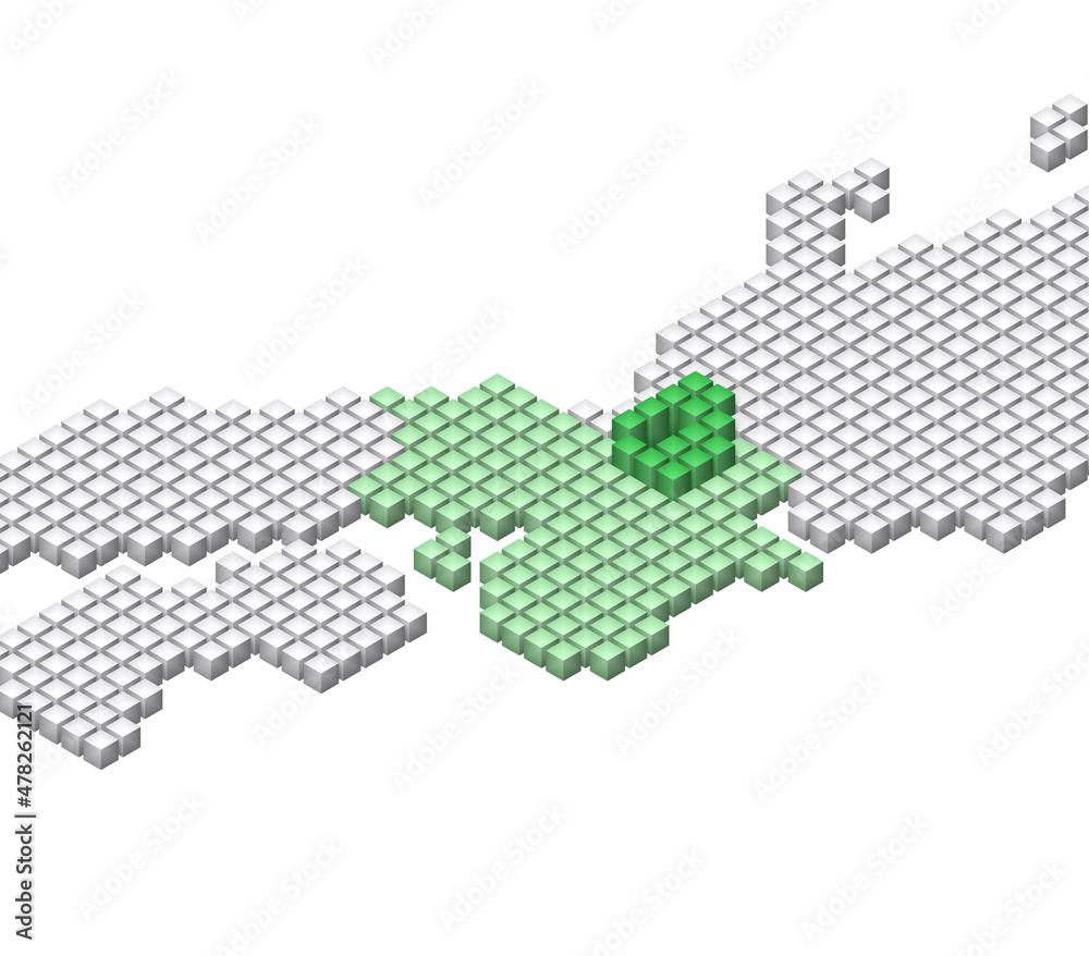 Obraz premium キューブドットの3D日本地図 近畿 滋賀