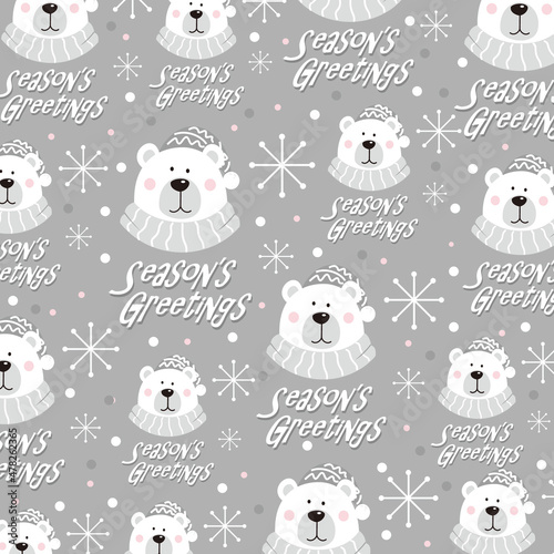 christmas seamless pattern with polar bear