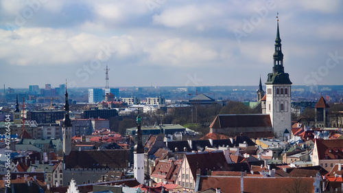 Tallinn skyline, Estonia. Aerial view of Tallinn. Tallinn old town, Estonia.