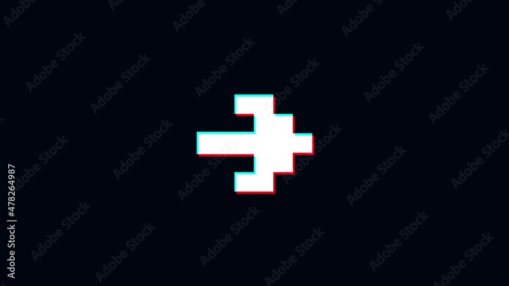 pixel arrow right Glitch icon animated.isolated on black background.digital glitch effect.4K video.cool effect pixel arrow right Glitch icon animated.isolated on black background.digital glitch effect.4K video.cool effect