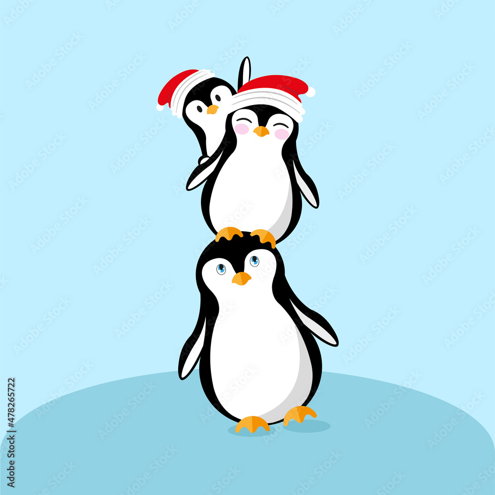 Naklejka Christmas penguin vectorial drawing