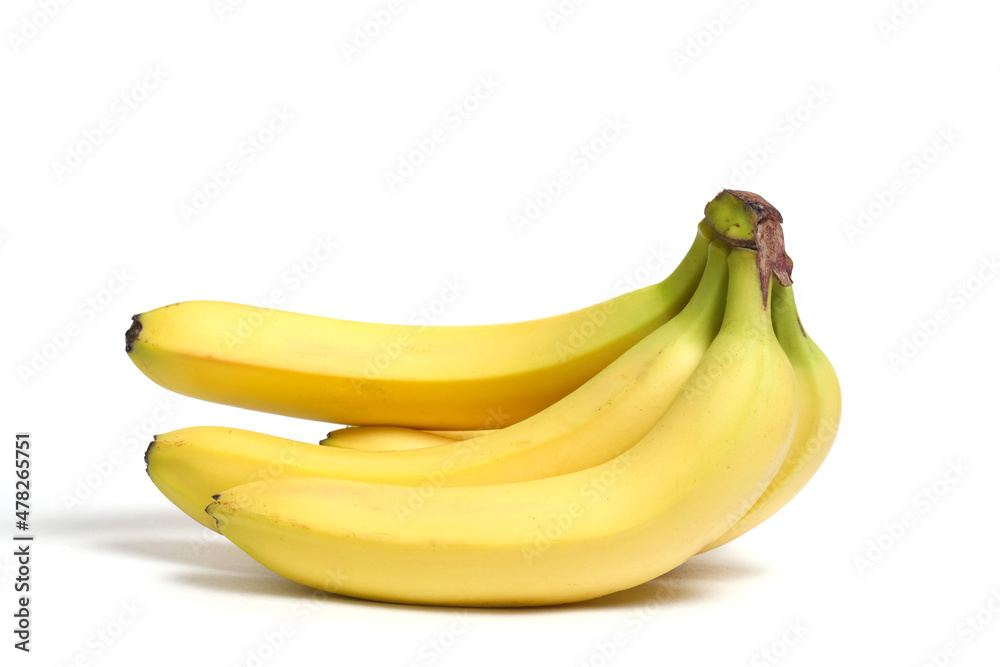Bunch ripe yellow bananas on white background, isolate. Bunch ripe yellow bananas on white background, isolate.