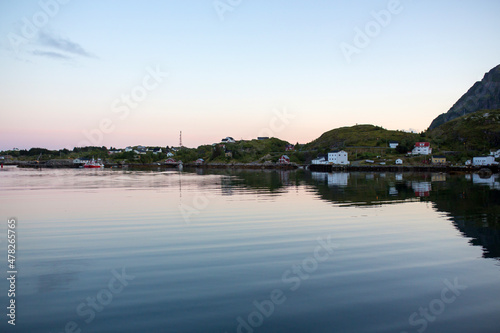 Beautiful A village in nothern Norway, very southwest Lofoten, the village with the shortest name with typical wooden red cabins