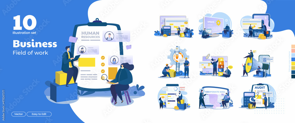 © Ilusiku studio - Illustration collection set of business profession job, office work division concept © Ilusiku studio - Illustration collection set of business profession job, office work division concept