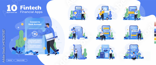 Illustration collection set of finance application, online transaction apps concept
