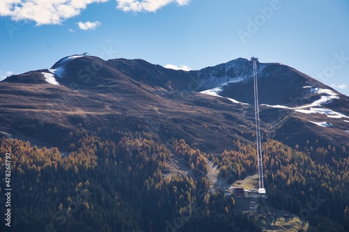 View of Jakobshorn, Davos Switzerland from Schatzalp on a sunny beautiful autumn day, nature refueling photo