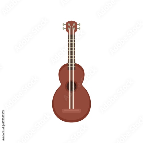 Wood guitar icon flat isolated vector