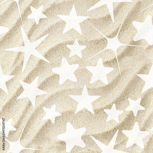 Abstract Stylish Stars On Wavy Realistic Sand Texture Seamless Pattern photo