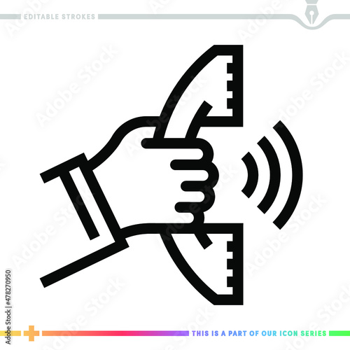 Line icon for follow up phone call illustrations with editable strokes. This vector graphic has customizable stroke width.