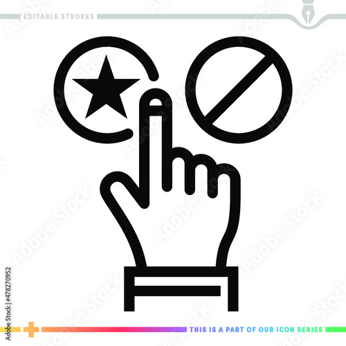 Line icon for favorable government policies illustrations with editable strokes. This vector graphic has customizable stroke width.