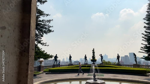 View of fountain inside Castillo de Chapultepec photo
