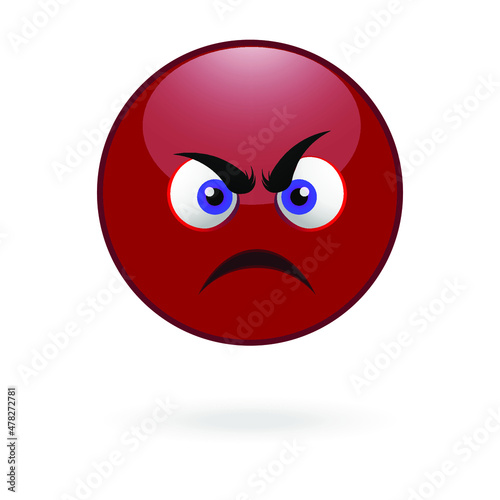 Smiley red anger Face emotion. cartoon monster