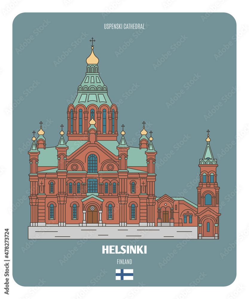 Obraz premium Uspenski Cathedral in Helsinki, Finland. Architectural symbols of European cities