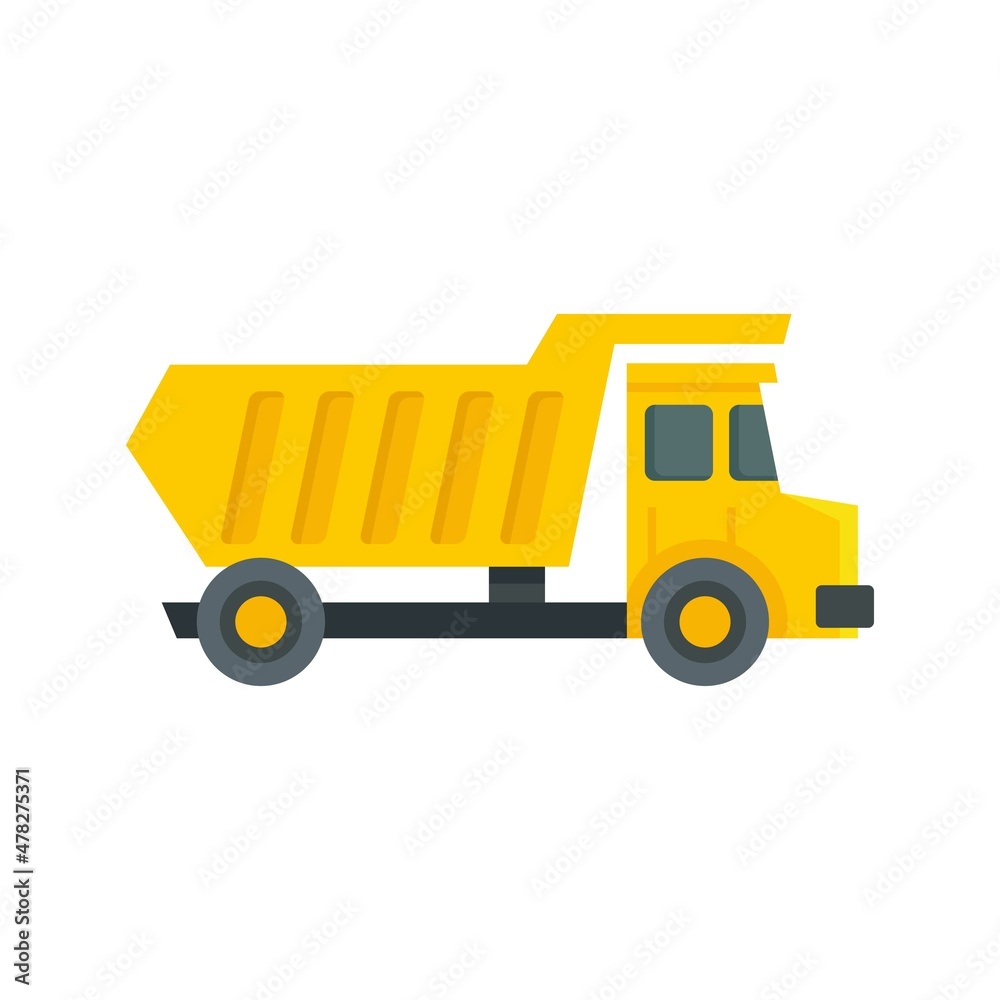 Tipper unloading icon flat isolated vector Tipper unloading icon flat isolated vector