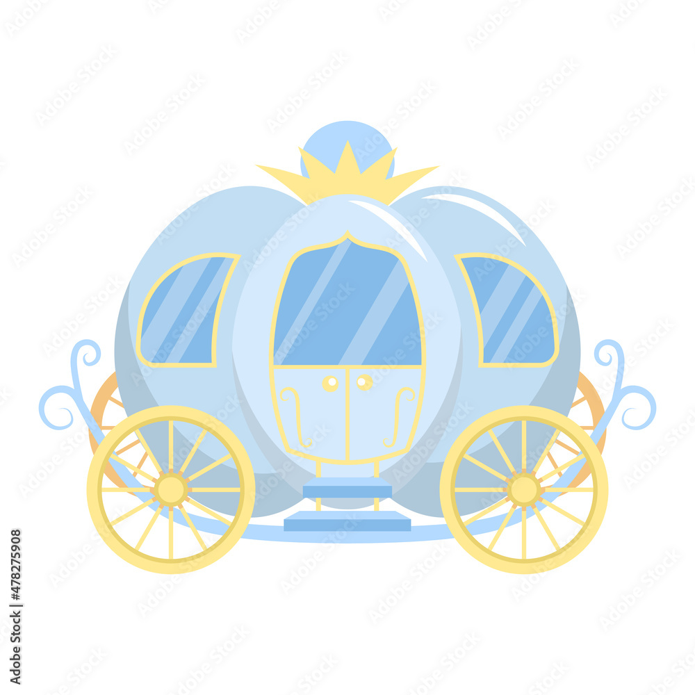 Cute Cinderella princess carriage clipart. Flat vector cartoon design Stock  Vector | Adobe Stock